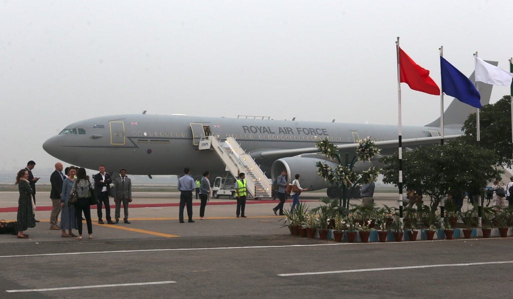 The RAF Voyager aircraft that the Duke and Duchess of Cambridge travelled on in Lahore, Pakistan on Thursday. Photo: Reuters