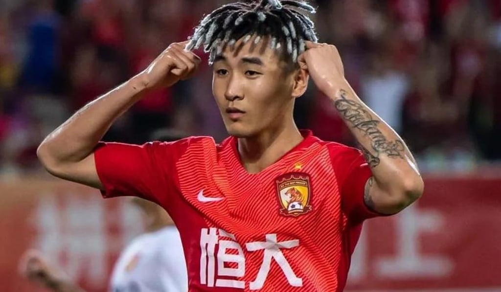 Wei Shihao reacts after scoring in the Chinese Super League. Photo: Sina Sports