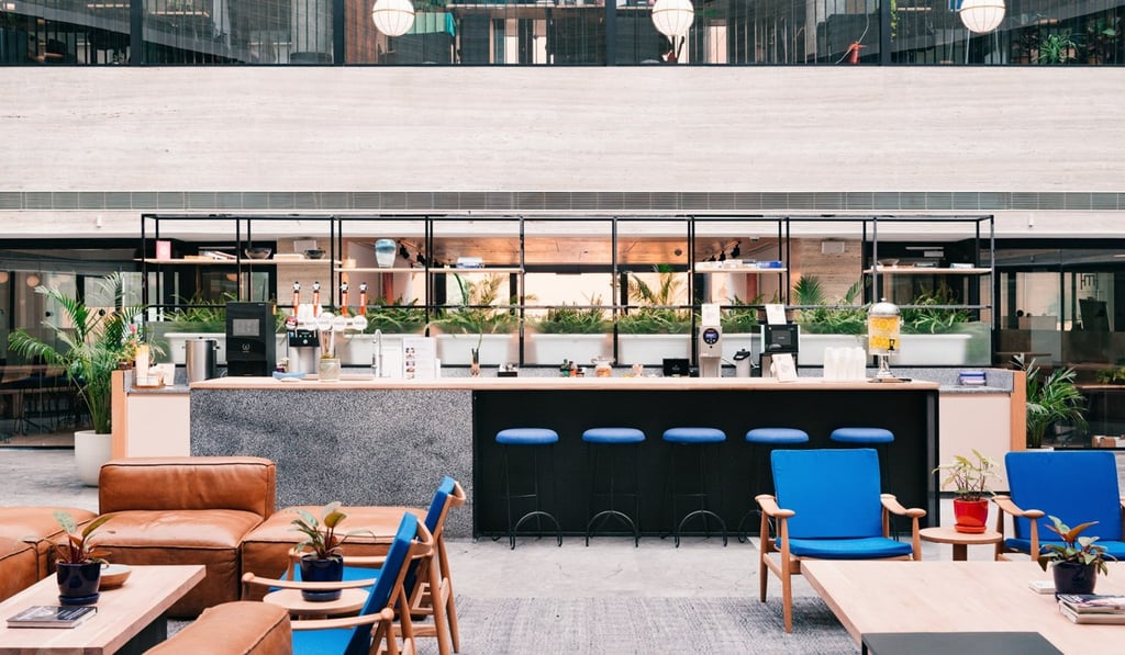 The interiors of WeWork’s co-working office space in Nanjing IFC. Photo: Handout
