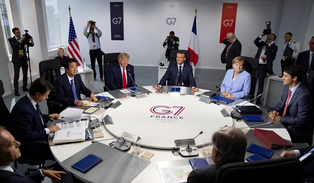 G7 leaders, including US President Donald Trump, meet in France. File photo: AFP