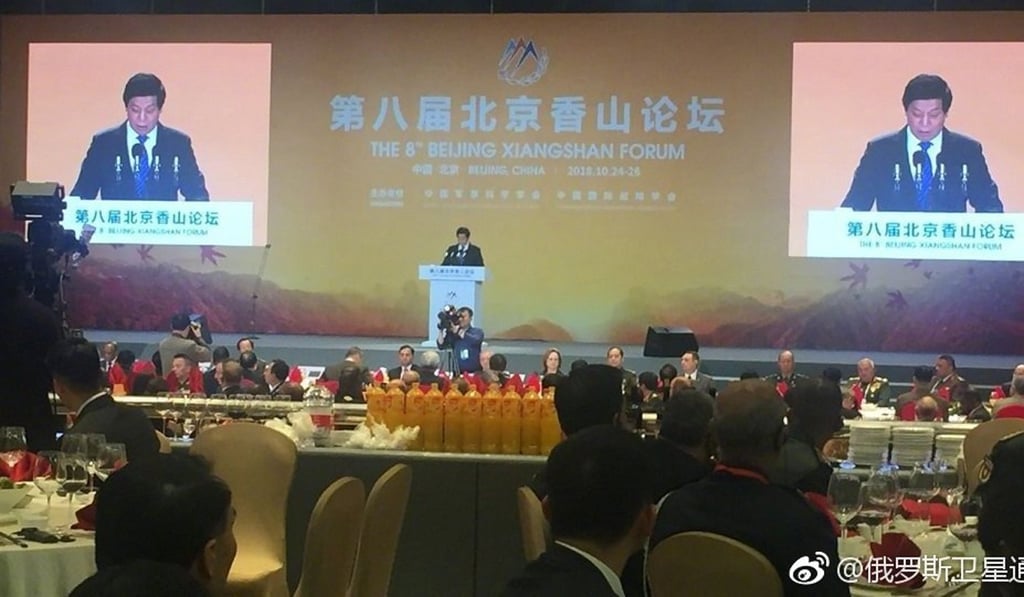 At last year’s Xiangshan Forum, Xi Jinping’s top political adviser Li Zhanshu slammed the US for its arms sales to Taiwan. Photo: Weibo