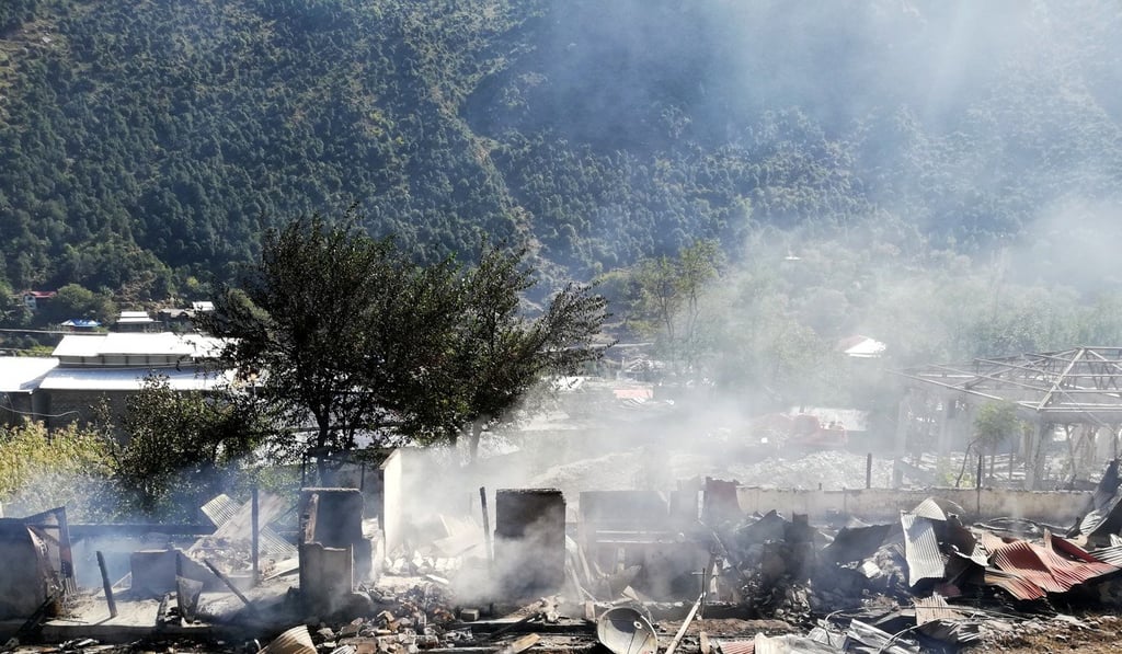 A general view of houses, which, according to a resident, were damaged by shelling, in Jura village near the Line of Control (LoC) in Pakistan Administered Kashmir. Photo: Reuters