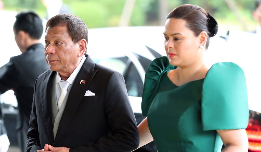 Philippine President Rodrigo Duterte and his daughter Sara Duterte arrive at the Imperial Palace in Tokyo. Photo: EPA-EFE/Jiji Press Philippine President Rodrigo Duterte and his daughter Sara Duterte arrive at the Imperial Palace in Tokyo. Photo: EPA-EFE/Jiji Press