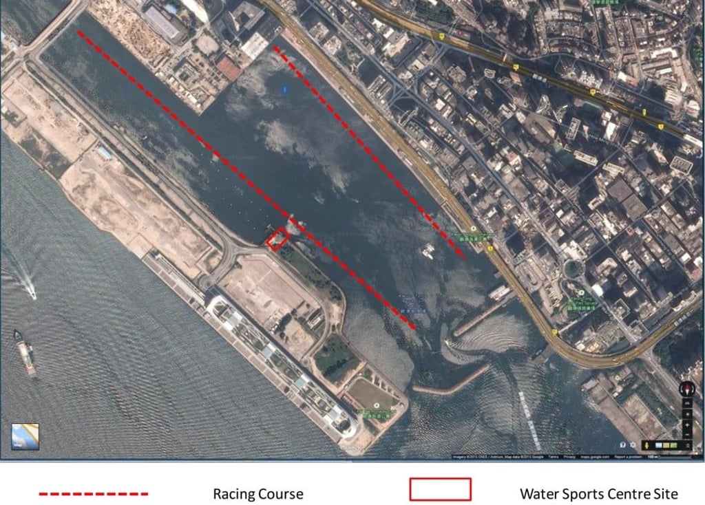 Bird's eye view of the proposed water sports centre at Kai Tak.