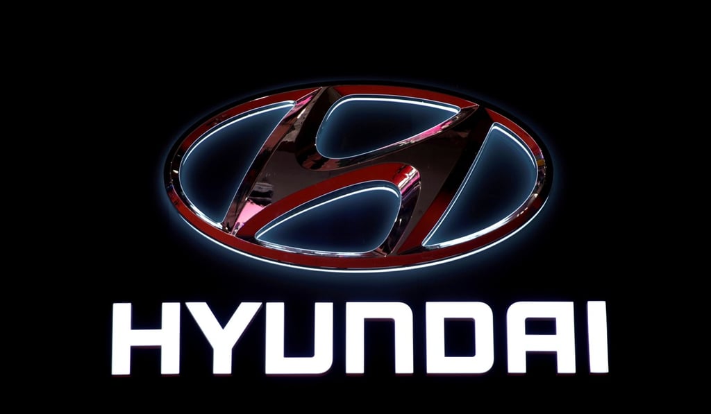 Hyundai Motor’s logo at the Shanghai auto show in April. Photo: Reuters