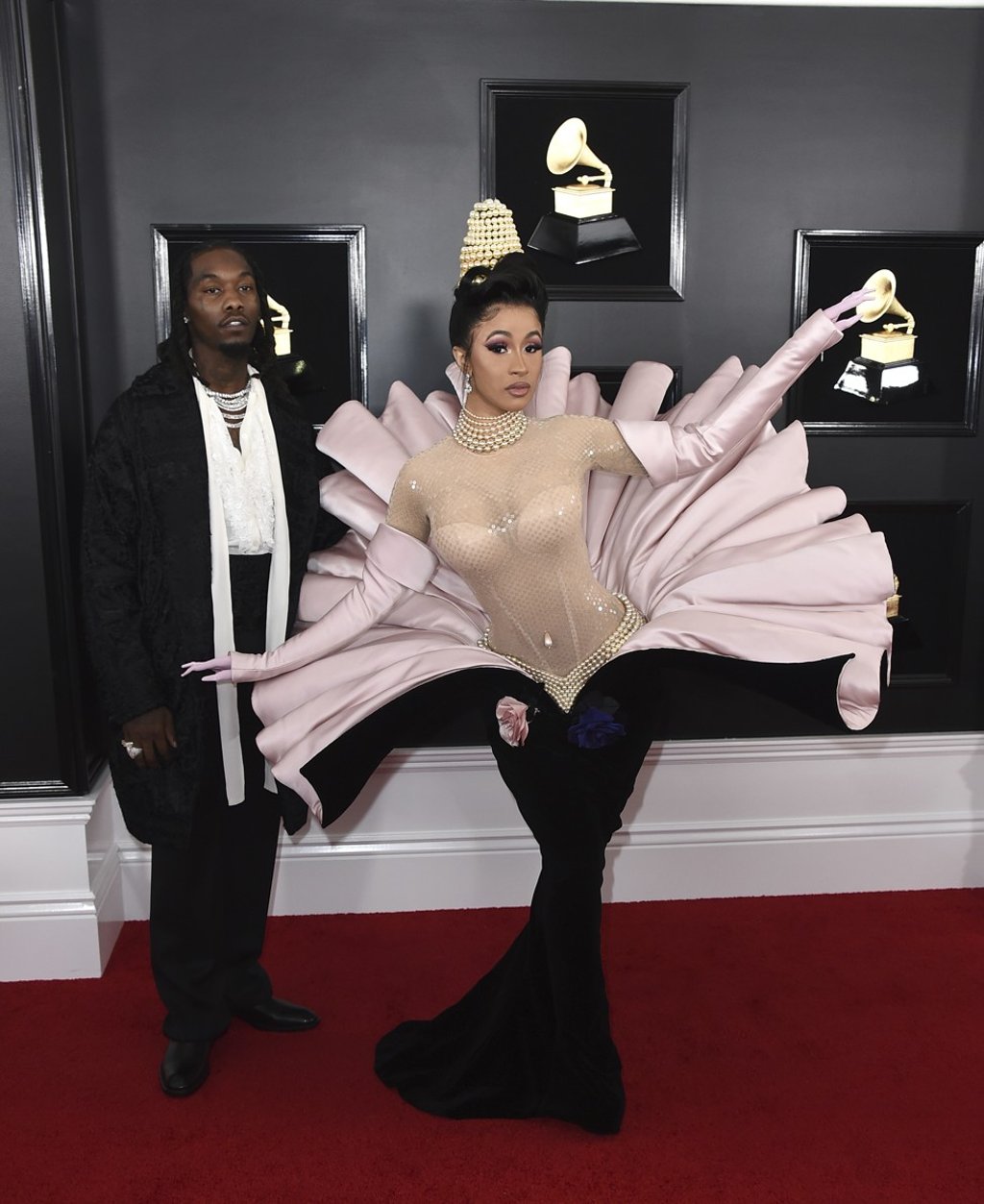 Offset (left) and Cardi B at the 61st annual Grammy Awards. Photo: Jordan Strauss/Invision/AP