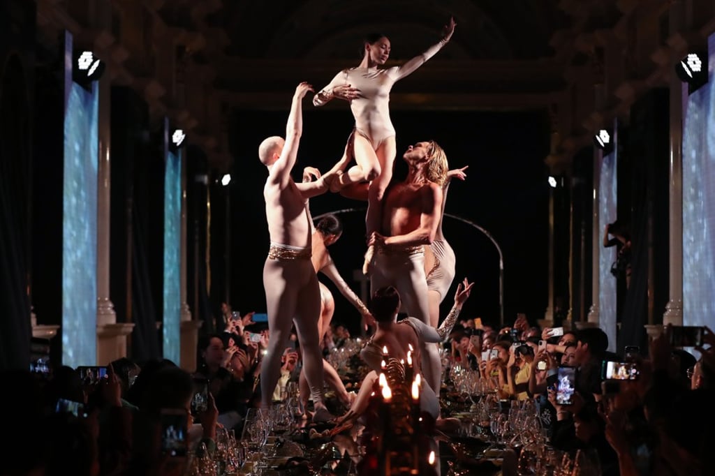 Contemporary dancers entertain guests at the Sands Macao Fashion Week Gala Dinner. Contemporary dancers entertain guests at the Sands Macao Fashion Week Gala Dinner.