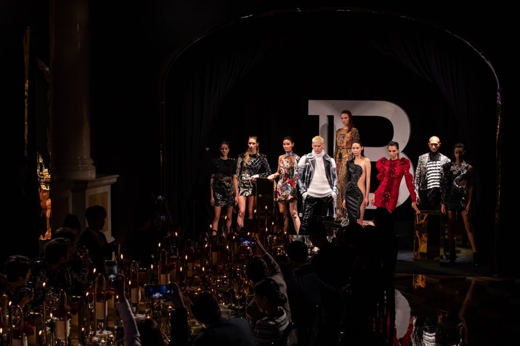 Models in the Balmain fashion show. Photo: Lucas Dawson Models in the Balmain fashion show. Photo: Lucas Dawson