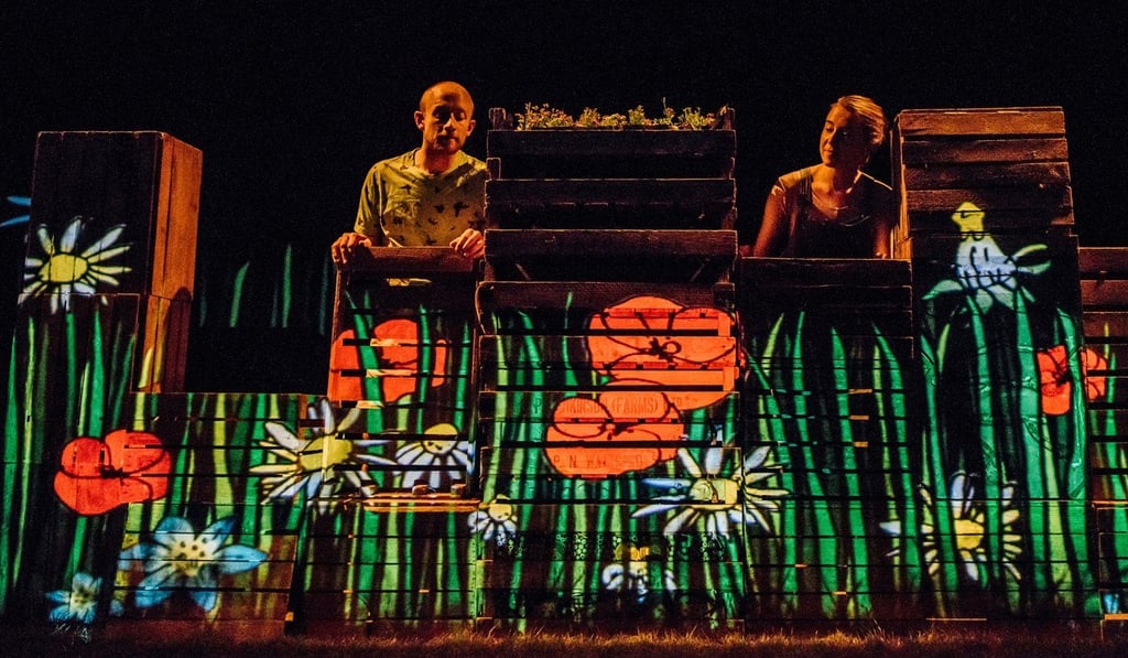 Grass, a quirky dance show performed by Britain’s Second Hand Dance, explores the ground and all of its wriggly inhabitants. Photo: Brian Hartley