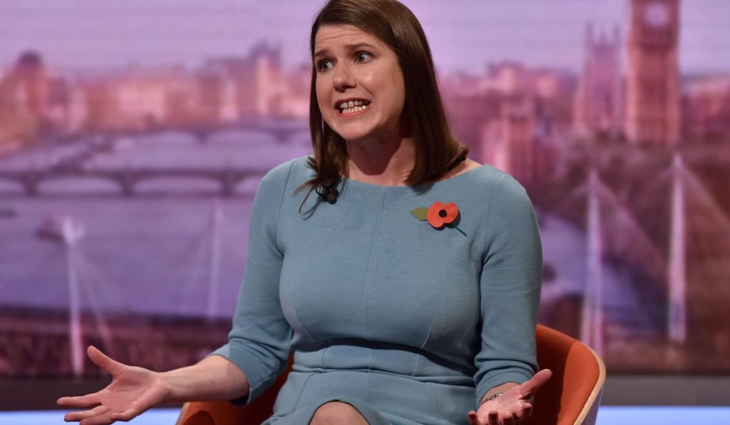 Liberal Democrat leader Jo Swinson appears on The Andrew Marr Show in London on Sunday. Photo: BBC via AFP