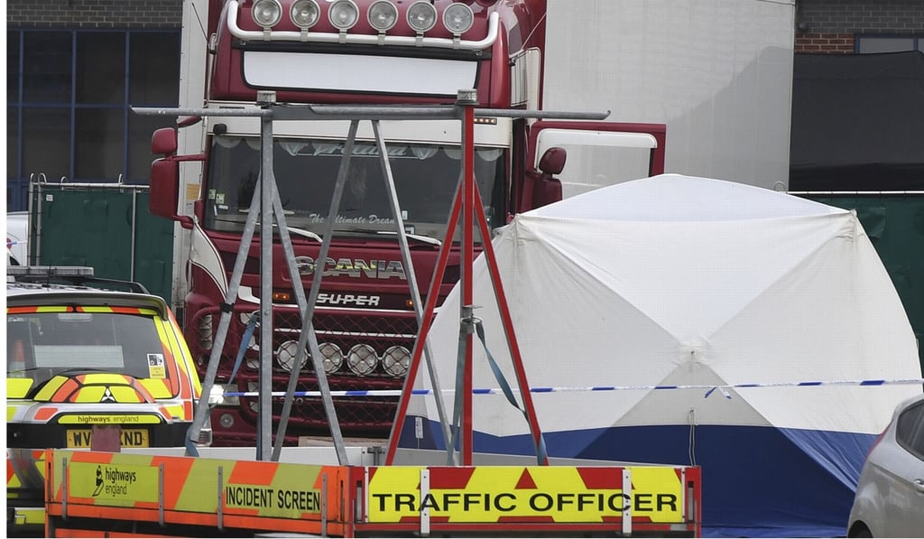 The truck which was found to contain 39 bodies. Photo: AP The truck which was found to contain 39 bodies. Photo: AP