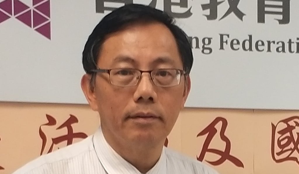 Wu Siu-wai, vice-chairman of Hong Kong Federation of Education Workers. Photo: Kathleen Magramo Wu Siu-wai, vice-chairman of Hong Kong Federation of Education Workers. Photo: Kathleen Magramo