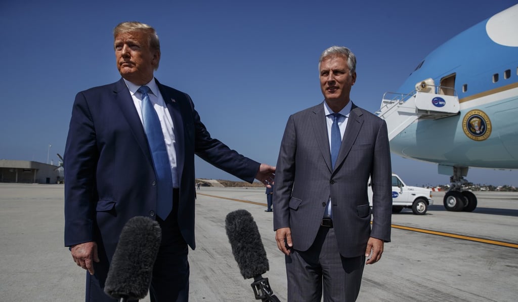 In the absence of Donald Trump, the US delegation to the East Asia Summit will be led by recently appointed national security adviser Robert O’Brien (right). Photo: AP