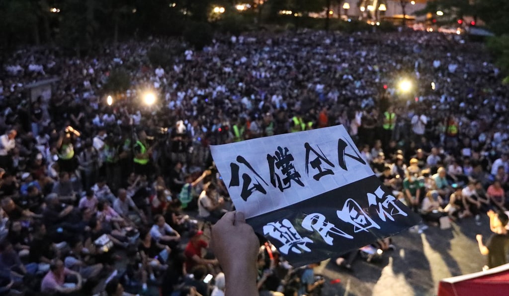 Hong Kong civil servants protest the government’s handling of the now-withdrawn extradition bill at a rally in August. Photo: Felix Wong