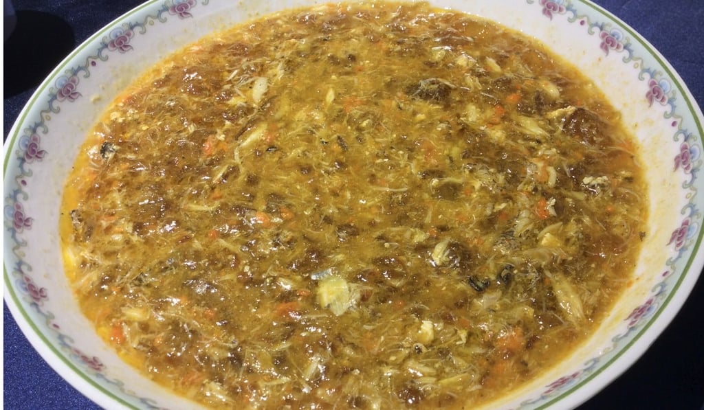 Braised peach gum with crabmeat. Photo: Susan Jung Braised peach gum with crabmeat. Photo: Susan Jung