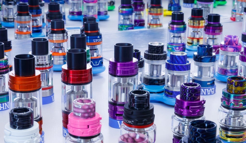 Colourful vape cartridges in a vaping shop. Photo: Alamy