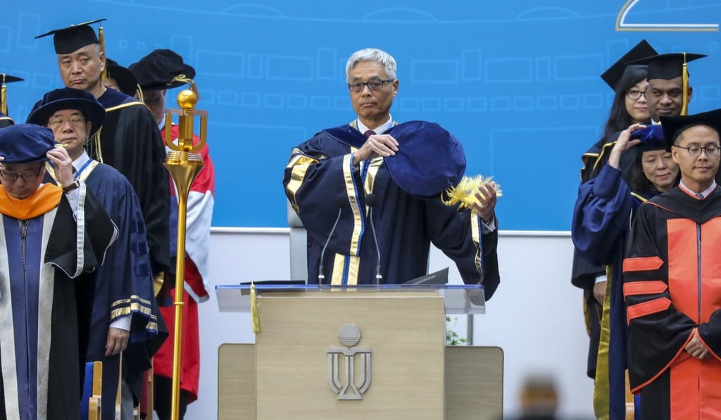 Wei Shyy, the president of the Hong Kong University of Science and Technology, made an emotional comment about Chow Tsz-lok when addressing the new batch of graduates on Thursday. Photo: Dickson Lee