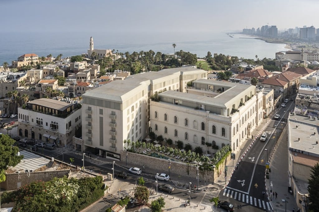 The Jaffa is partly housed in a 19th-century neo-Gothic and neo-Renaissance building. Photo: Amit Geron The Jaffa is partly housed in a 19th-century neo-Gothic and neo-Renaissance building. Photo: Amit Geron