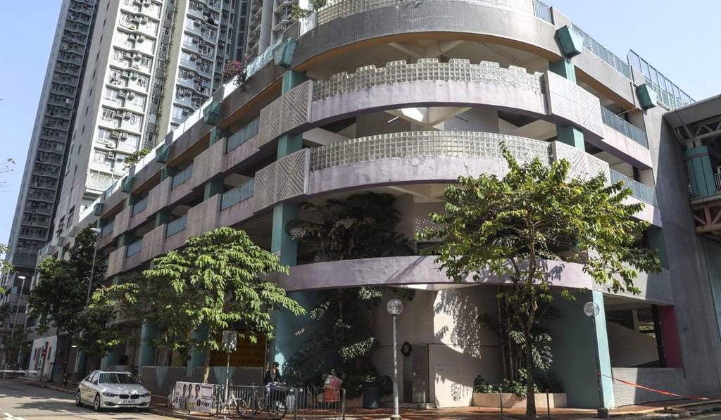 The Sheung Tak Estate car park in Tseung Kwan O, where Chow Tsz-lok fell from the third floor to the second floor. Photo: Dickson Lee
