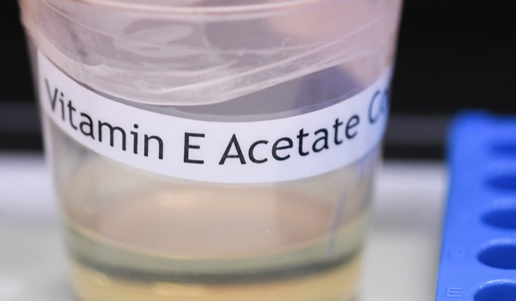 A Vitamin E acetate sample is seen during a tour of the Medical Marijuana Laboratory of Organic and Analytical Chemistry at the Wadsworth Centre in Albany, New York, on Monday. Photo: AP