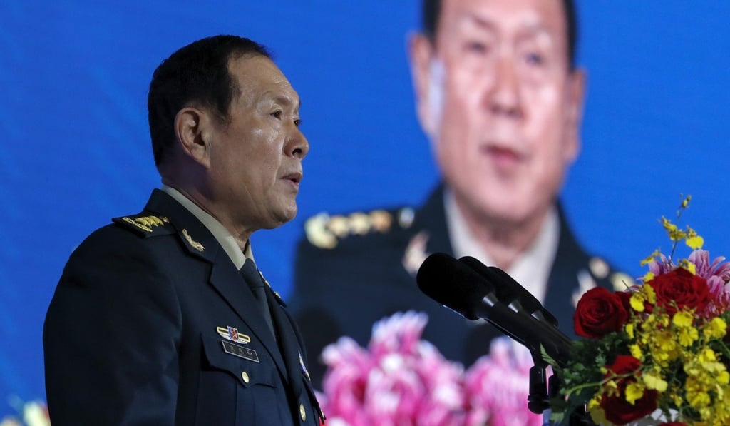 Chinese Defence Minister Wei Fenghe delivers his opening speech at a forum in Beijing in October. Photo: AP Chinese Defence Minister Wei Fenghe delivers his opening speech at a forum in Beijing in October. Photo: AP