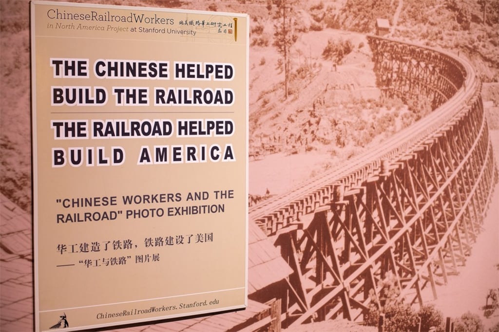 An image from ‘The Chinese Helped Build the Railroad – The Railroad Helped Build America’ exhibition at the Museum of Chinese in America in New York. Photo: Museum of Chinese in America An image from ‘The Chinese Helped Build the Railroad – The Railroad Helped Build America’ exhibition at the Museum of Chinese in America in New York. Photo: Museum of Chinese in America