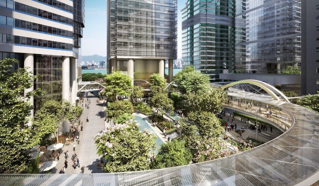 Two landscaped gardens, comprising water features and lush greenery, are key features of Hong Kong’s Taikoo Place redevelopment project in Quarry Bay. Photo: Swire Properties