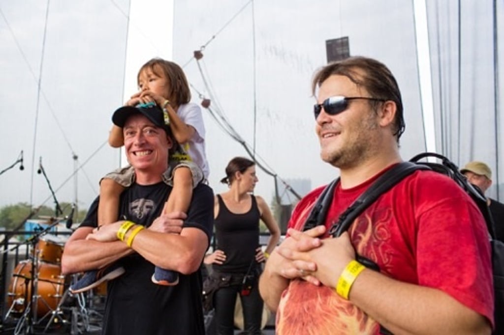 Jack Black backstage at Clockenflap in Central Harbourfront.
