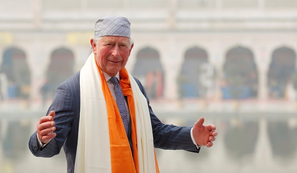 Britain’s Prince Charles gestures during his visit to a Sikh temple in New Delhi on Wednesday. Photo: Reuters Britain’s Prince Charles gestures during his visit to a Sikh temple in New Delhi on Wednesday. Photo: Reuters