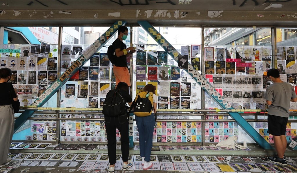 Lennon Walls have sprung up across Hong Kong’s 18 districts, mostly in public areas such as footbridges and underpasses. Photo: Felix Wong