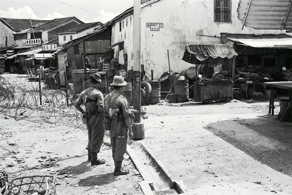 Gurkhas patrolling in Sha Tau Kok, a town on the border.