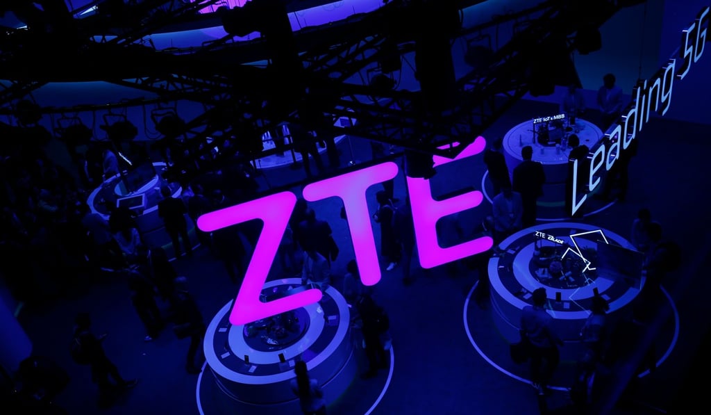 A ZTE display at the Mobile World Congress in Barcelona, Spain, in February. Photo: AFP