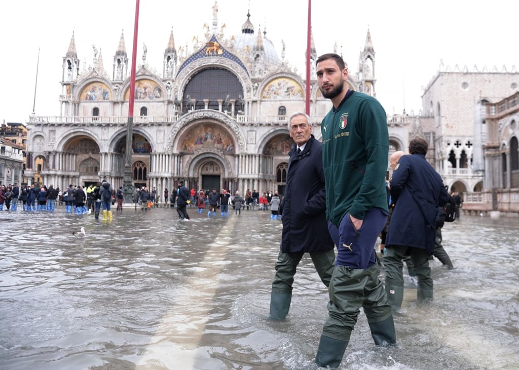 Ac Milan's goalkeeper Gianluigi Donnarumma walks in St Mark’s square on November 16, 2019 in Venice. Photo: AFP