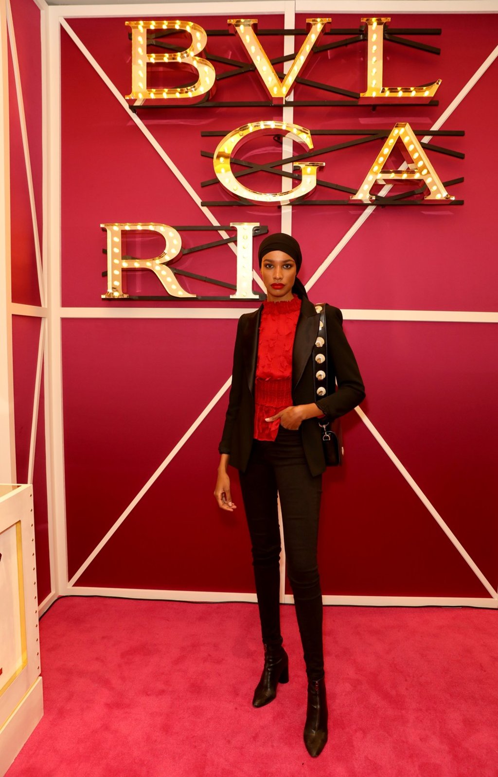 British-Somali model Ikram Omar at the event for Bulgari.