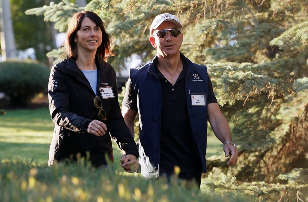 Jeff Bezos and MacKenzie Bezos arrive at the annual Allen and Co conference at the Sun Valley, Idaho Resort, in 2013. Photo: Reuters