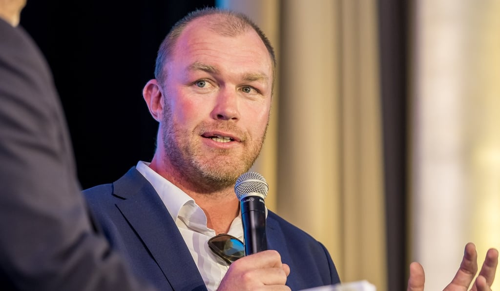 Schalk Burger talks about the Springboks’ latest Rugby World Cup win and other tales during the Hong Kong Sevens long lunch. Photo: Ike Li Schalk Burger talks about the Springboks’ latest Rugby World Cup win and other tales during the Hong Kong Sevens long lunch. Photo: Ike Li
