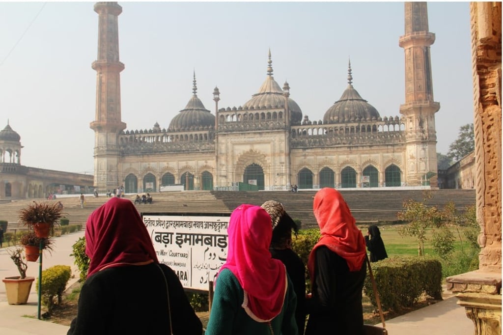The entrance to the Bara Imambara, which was inspired by Persian architecture with multiple domes, balconies and arched windows. Photo: Kalpana Sunder The entrance to the Bara Imambara, which was inspired by Persian architecture with multiple domes, balconies and arched windows. Photo: Kalpana Sunder