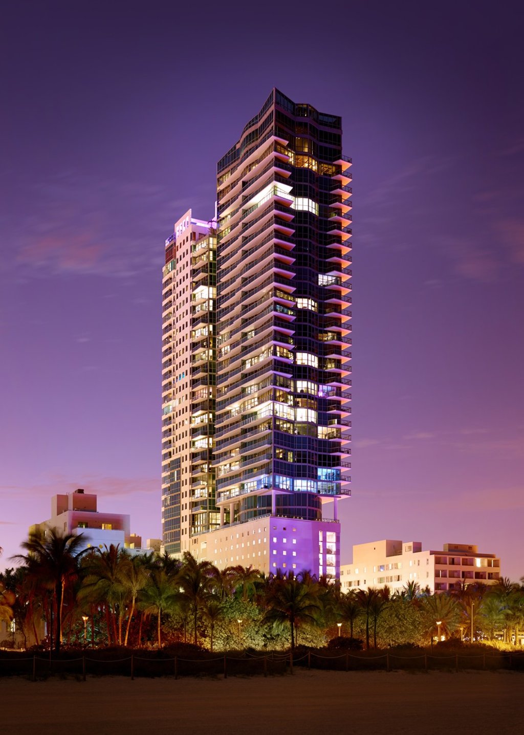 The Setai Hotel Miami Beach at dusk. Photo: Handout