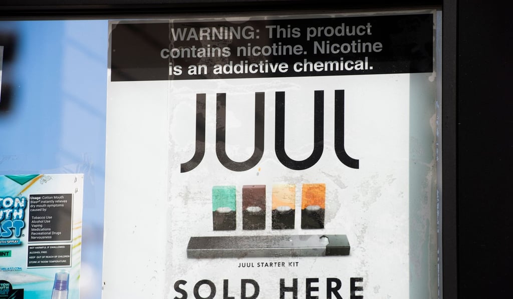 A sign advertises Juul vaping products in Los Angeles, California. Photo: AFP