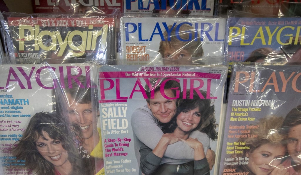 Vintage Playgirl magazines on a rack inside of porn shop Circus of Books in California in January. Photo: Los Angeles Times via TNS