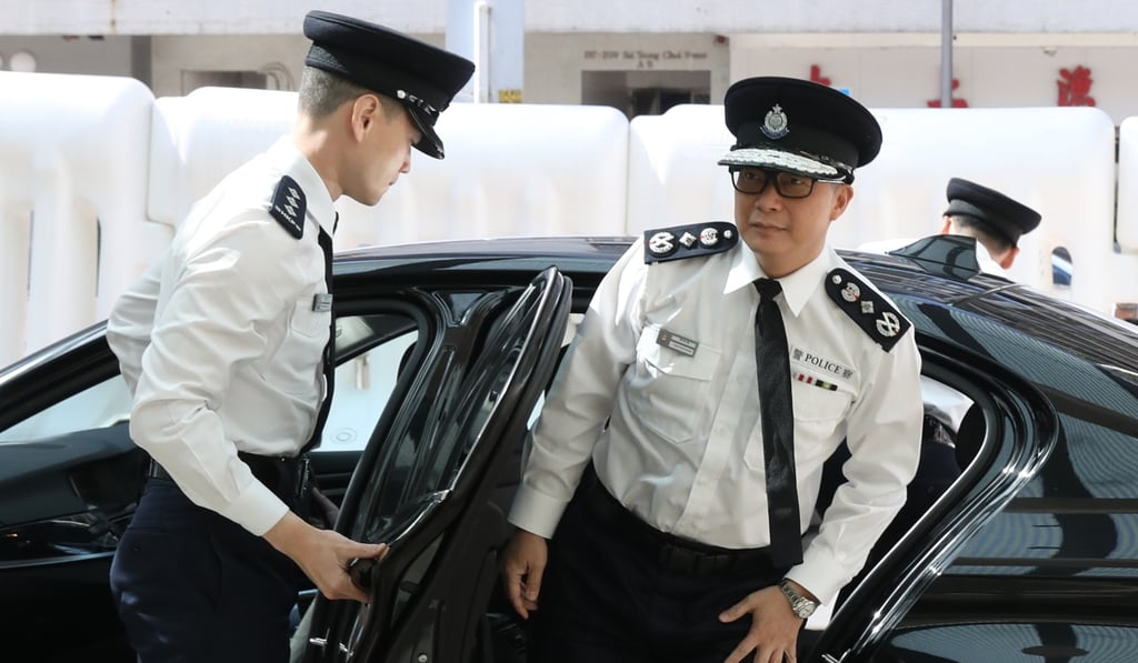 Chris Tang arrives at Police Sports and Recreation Club, where he spoke publicly for the first time on the situation at PolyU. Photo: May Tse