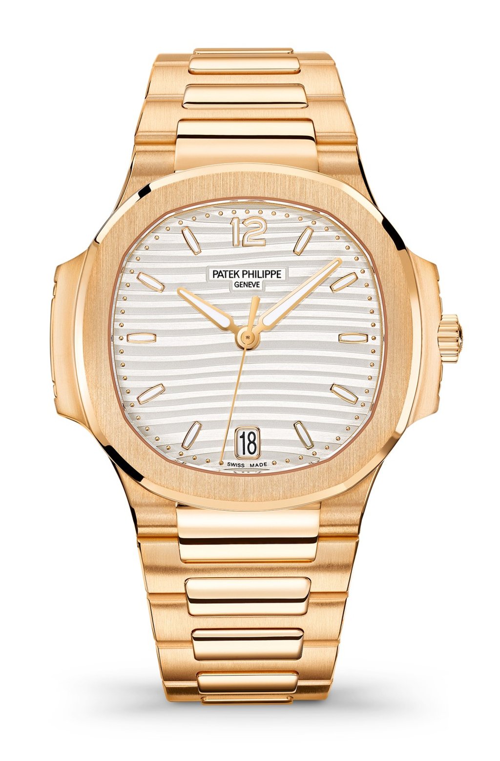 The Ladies Automatic Nautilus has two new models in rose gold with polished and satin finishes. Pictured here is the Ref 7118-1R.