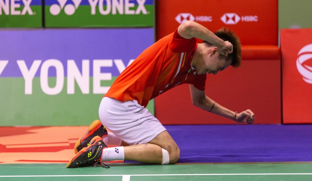 Lee Cheuk-yiu celebrates winning the men’s singles title at the Hong Kong Open. Photo: SCMP Picture