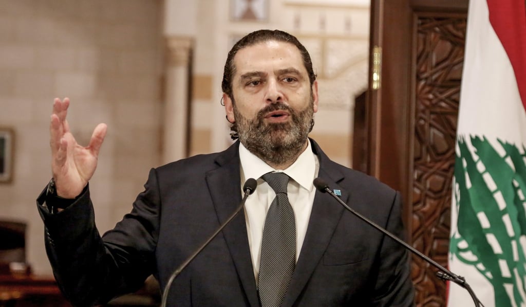 Lebanese Prime Minister Saad Hariri speaks in a televised speech on October 18. Photo: DPA