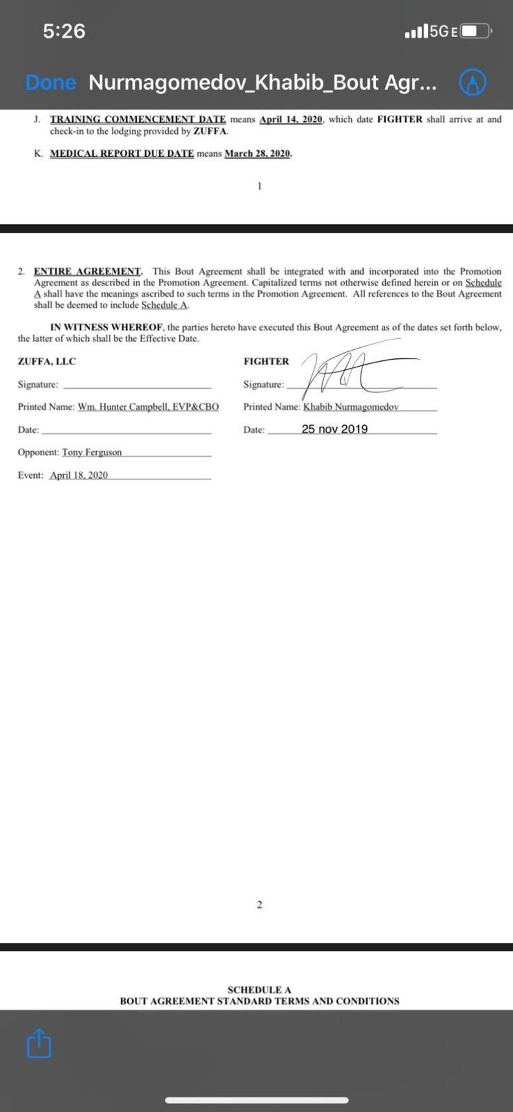 Ali Abdelaziz shares a picture of a fight agreement signed by Khabib Nurmagomedov. Photo: Twitter