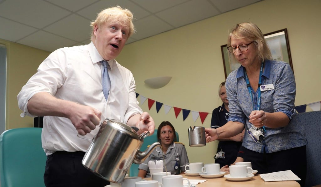 British Prime Minister Boris Johnson during an election campaign visit to West Cornwall Community hospital. Photo: AFP
