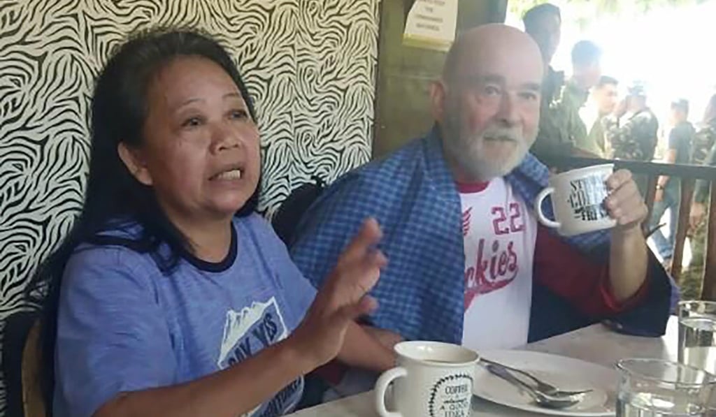 Allan Hyrons and his wife Wilma inside a military camp at Jolo, Sulu province. Photo: Armed Forces of the Philippines via AP