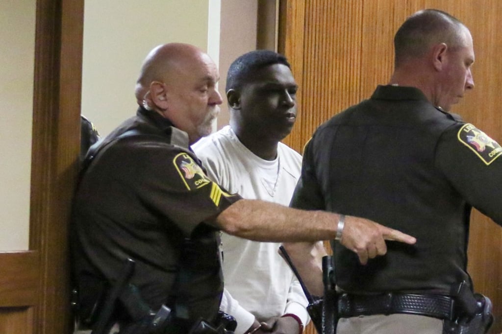 Ibrahim Yazeed (centre) appears in court for a hearing on the disappearance of college student Aniah Blanchard, on November 20. Yazeed is charged with kidnapping in the disappearance of Blanchard, the stepdaughter of UFC heavyweight Walt Harris. Photo: AP