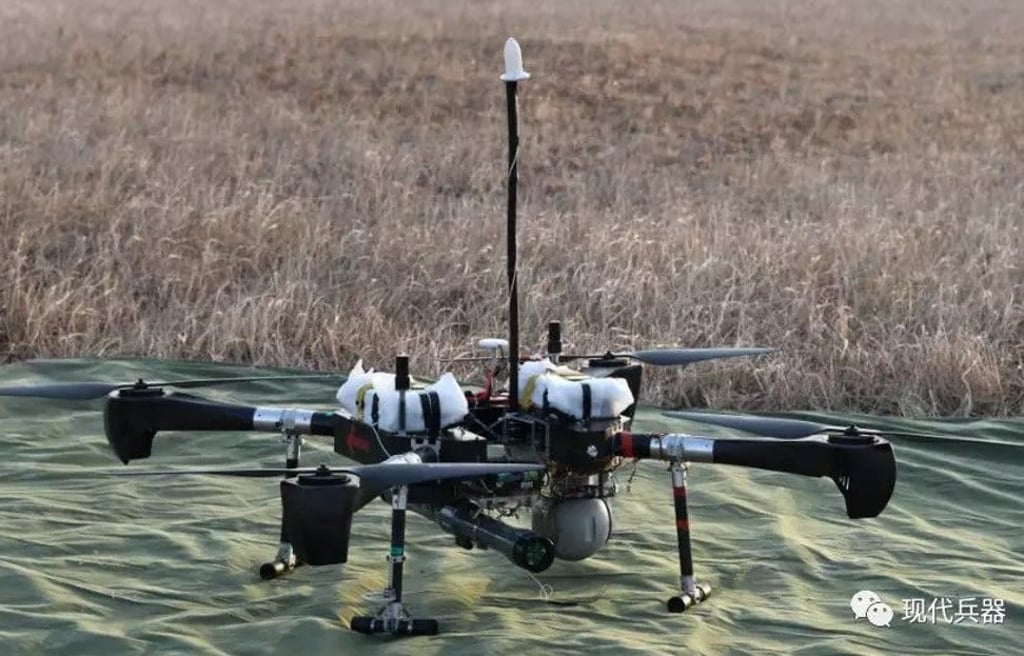 The Tianyi mini quadcopter is seen here; the intention is to use it to increase the army’s street effectiveness. Photo: Weibo