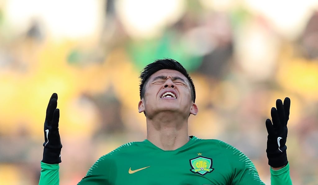 Beijing Guoan’s Zhang Yuning laments a missed opportunity against Shandong Luneng. Photo: Xinhua
